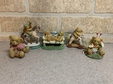 Lot 5 Vintage Cherished Teddies Butterfly Flowers Rocking Horse Bench Carousel