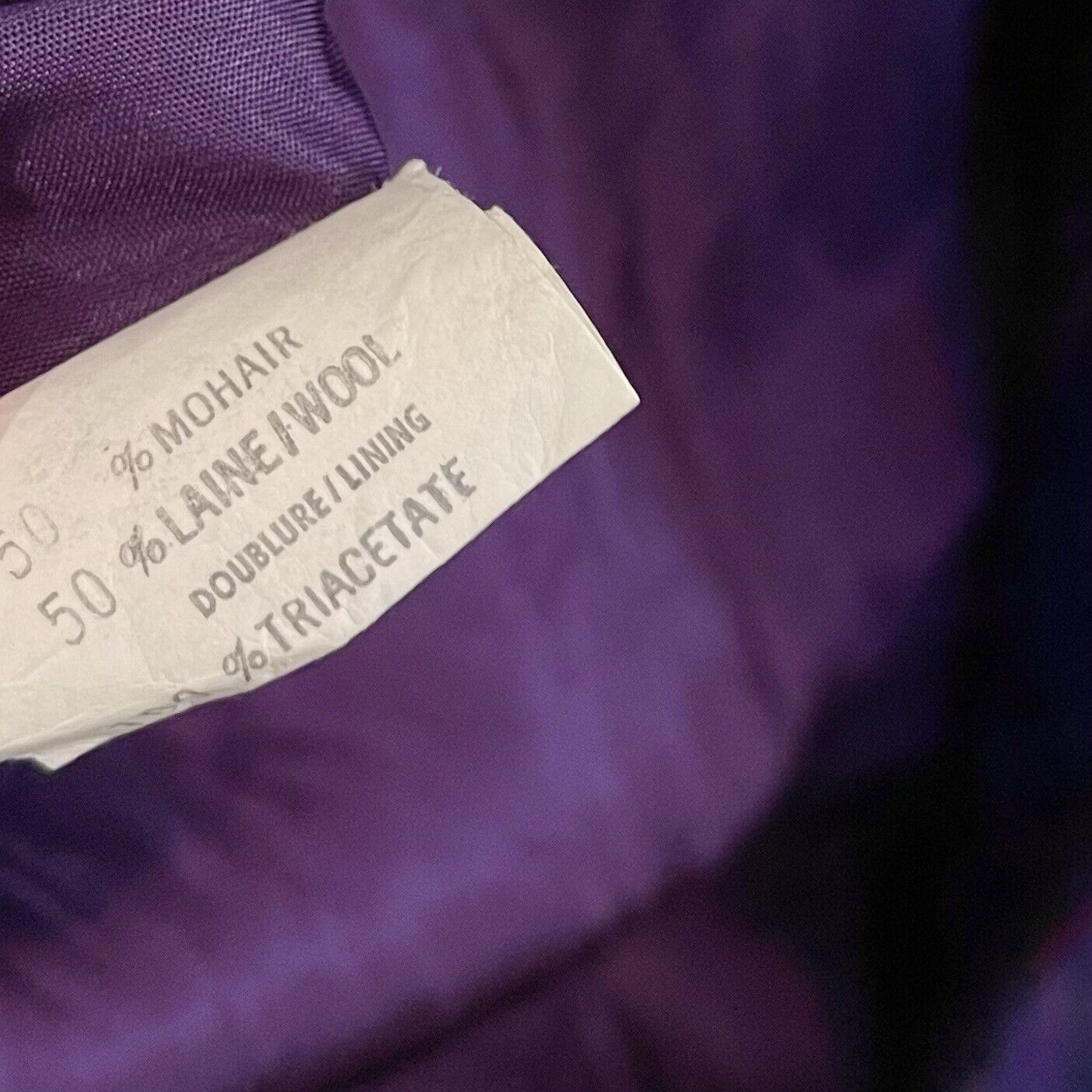 Vintage 80’s WOOL MOHAIR COAT Jacket M Purple Striped Statement Blogger VTG