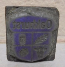 Vintage Printing Letterpress Printers Block Oakhurst Bull Leaf Acorn 