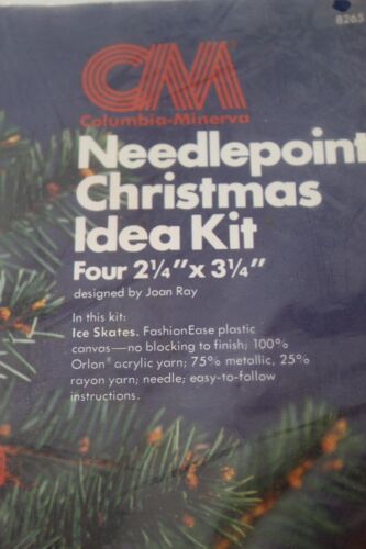 Columbia Minerva Needle Point Christmas Ideal Kit #8265 Ice Skates Vtg 1978 New - Picture 3 of 7