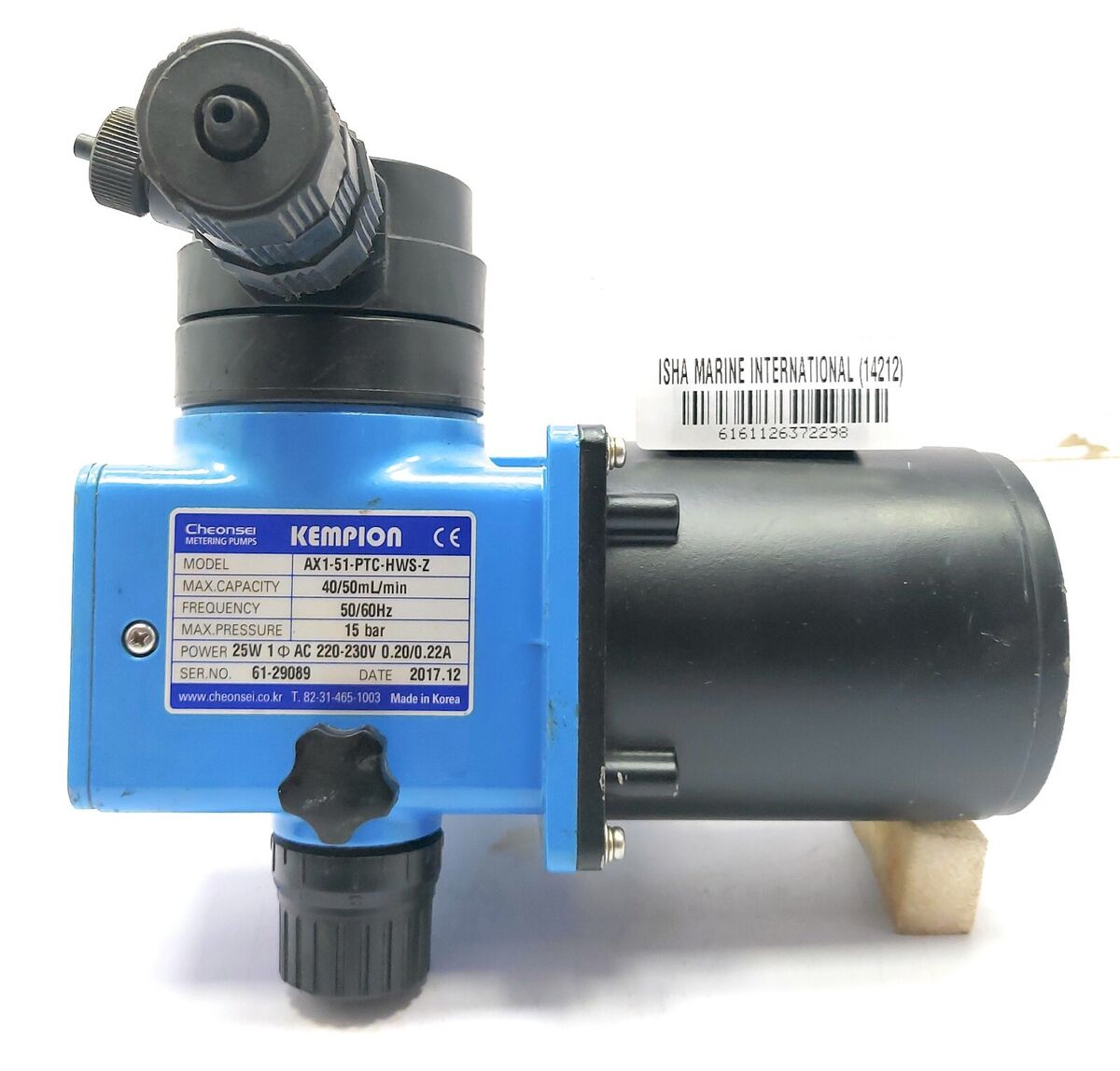 Cheonsei Kempion AX Metering Pump Dosing Pump AX1-51-PTC-HWS Cheonsei Kempion AX Metering Pump Dosing Pump AX1-51-PTC-HWS