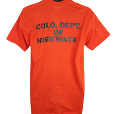 Vintage Colorado T Shirt Mens Size Medium Orange 80s Highways Made In USA