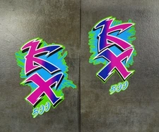 1990 90' Kawasaki KX 500 Radiator Shroud 2pc pegatinas Decals Stickers Graphics