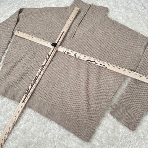 LOFT XXL Tan Wool Blend 1/4 Zip Sweater Capsule Quiet Luxury Old Money Preppy - Picture 6 of 12