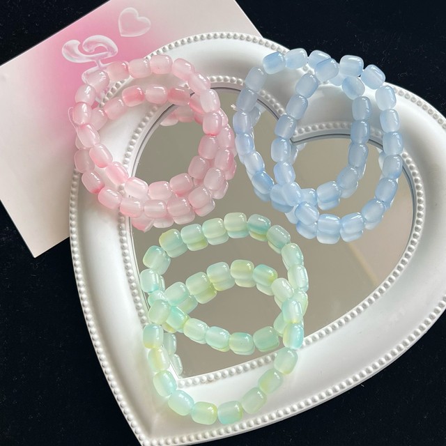 Ladies Bracelet Smooth Surface Gift Giving Fashion Beads Bangle Gradient Color Ladies Bracelet Smooth Surface Gift Giving Fashion Beads Bangle Gradient Color