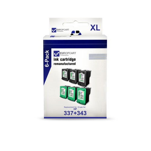 6X Europcart Cartuccia 3+3 Alternativa Per HP 337 343 NO337 NO343 337+343