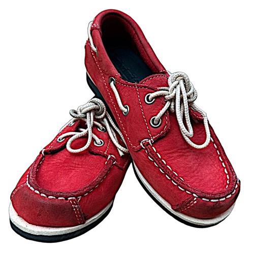 TIMBERLAND Earthkeepers Red Suede Boys Boat Shoes Size 12 Red Suede - Picture 2 of 9
