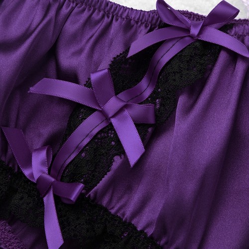 Para Hombres Brillante Satén Volantes Lencería Bloomer Ropa Interior Volantes Falda Sissy Bragas - Imagen 323 de 415