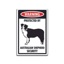 Warning Protected By Australian Shepard Security Dog Sign for Front Door 12"x 8"