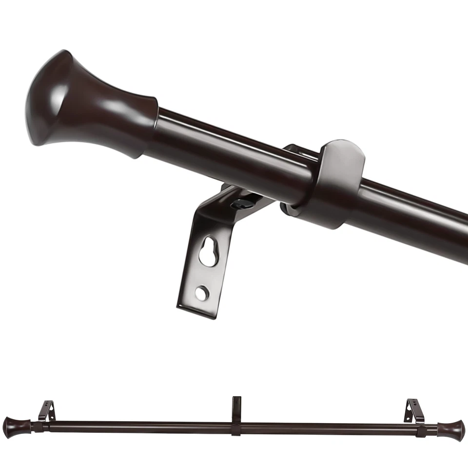 5/8" Adjustable Curtain Rod, Domed Flared Finial, 28"-48"/48"-84"/84"-120" - Image 2 of 4