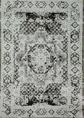 5.3''x7.6'' Abstract Modern hand knotted Rug handmade Contemporary Area Carpet