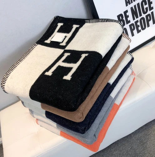 135X175CM Letter H Shawl Cashmere Blanket Orange Warm Throw Sofa Plaid Xmas Gift - Picture 2 of 41
