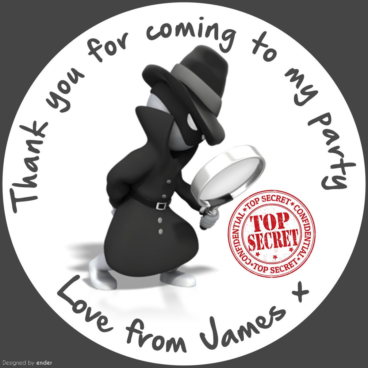 Pegatinas Personalizadas Para Fiesta De Cumpleaños De Agente Secreto - Ideales Para Conos De Dulces O Decoración