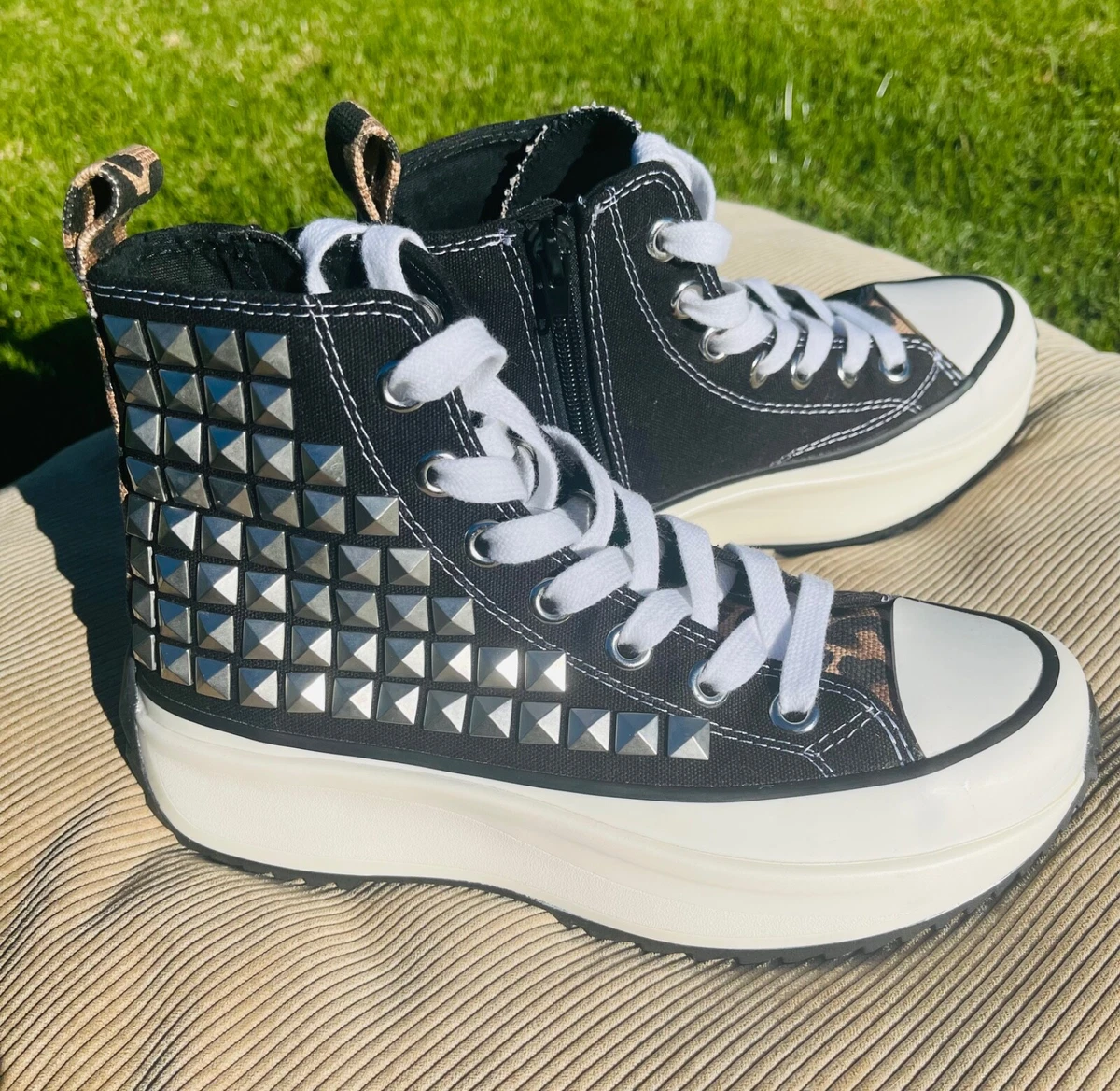 Black Studded Platform Sneakers