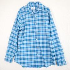 Mizzen Main Shirt Mens XL Trim Fit Stretch Flex Button Up Blue Plaid Long Sleeve