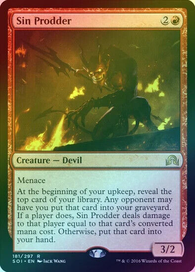 Sin Prodder 1x FOIL SOI MTG Shadows Over Innistrad Rare MINT red Sin Prodder 1x FOIL SOI MTG Shadows Over Innistrad Rare MINT red