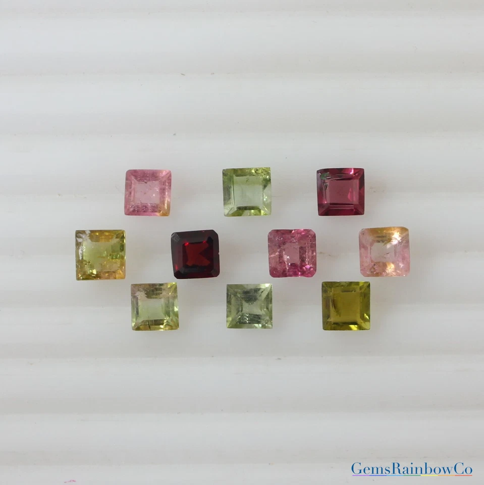 Tourmaline Multi-Colour Square Faceted Loose gemstone 3mm, 4mm, 5mm, and 7mm - Image 4 of 4