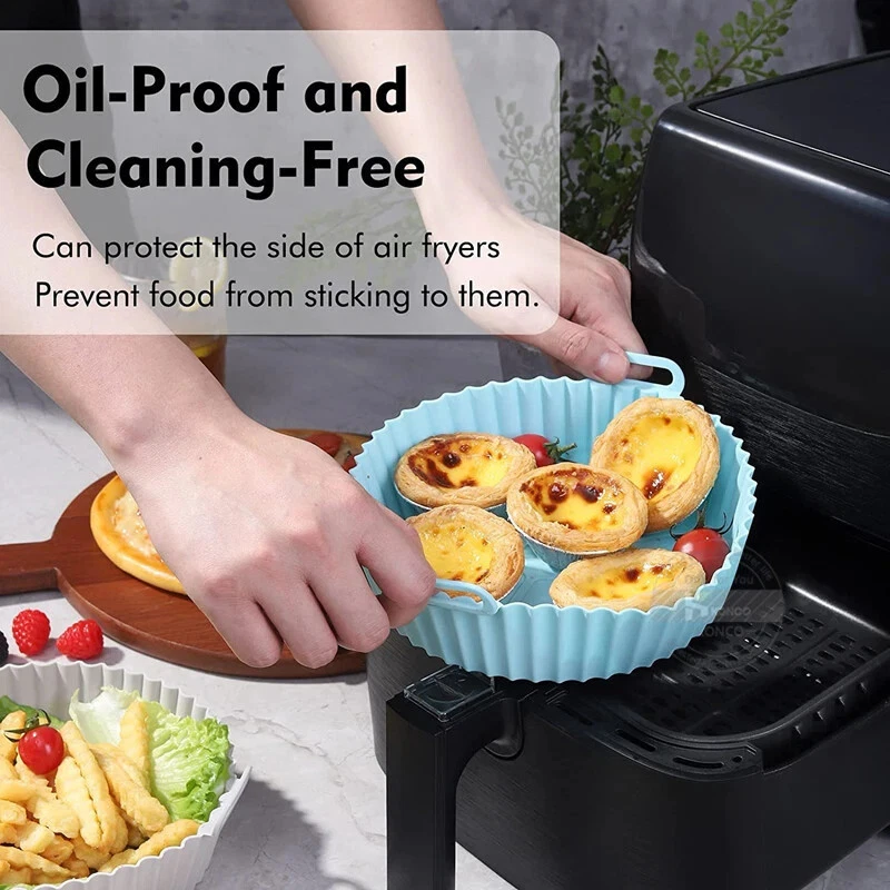 Air Fryer Silicone Pot Round Reusable Air Fryers Oven Baking Tray