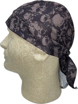 Moisture Wicking Brown Gothic Skulls Stretch Headwrap Biker Durag Skull Cap Hat