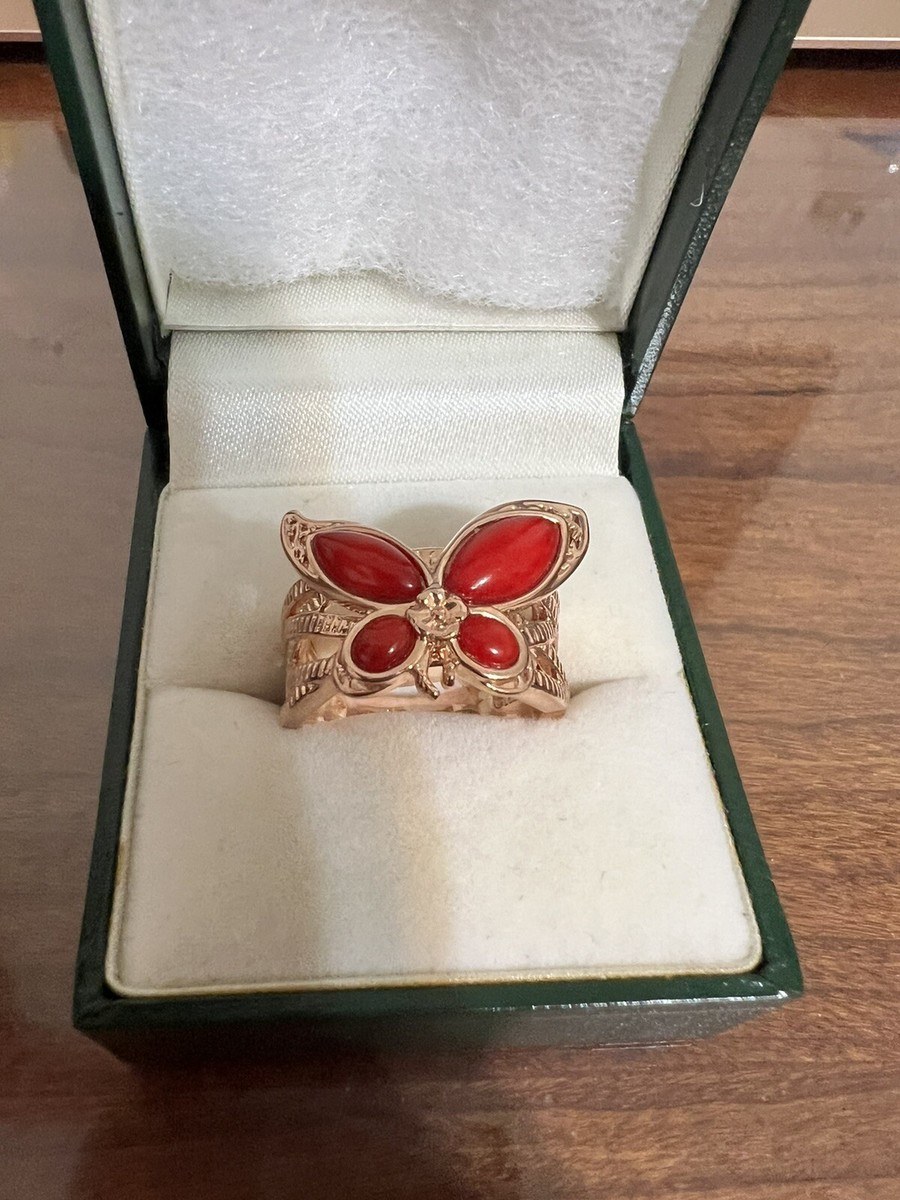 林檎と蝶 Signed JZ Red Butterfly Ring. Sz 9 #8577 | eBay
