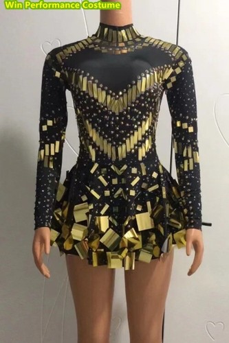 Sequin Skirt Long-Sleeved SexyShort Dress Commercial Art Jazz BarEba Lead Dance - Picture 11 of 41