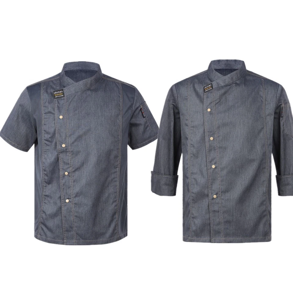 Unisex Men Chef Coat Jacket Restaurant Kitchen Workwear Cooking Hotel Uniform - Image 3 of 4