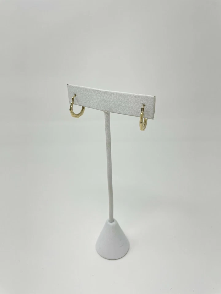 Pendientes de aro hexegonales de 15 mm de oro macizo de 14 quilates con corte ultra diamante - bloqueo francés Foto 4 de 4