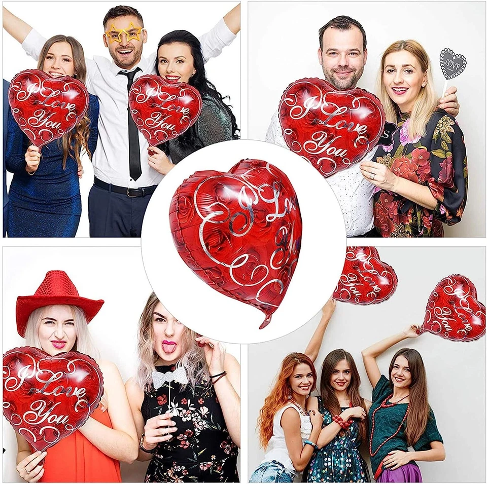 18inch I Love You Heart Foil Balloons, Wedding Engagement Party Decor, 10Pcs - Image 4 of 4