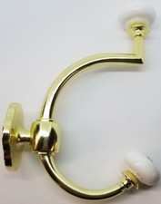 Bright Brass Double Front Mount Coat Hook Porcelain Knobs old classic rack hat