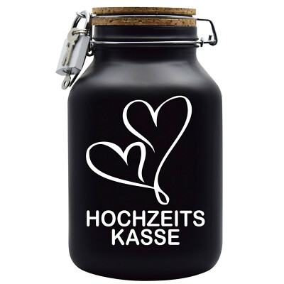 Spardose Geld Geschenk Ideen Hochzeits Kasse Schwarz Größe XXL 3 Liter 