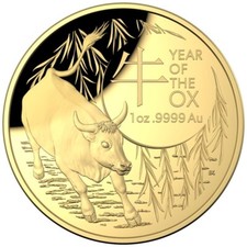 1 oz Australien Goldm&uuml;nze RAM Lunar - Jahr des Ochsen 2021 PP gew&ouml;lbt