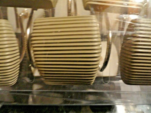NIB 12 piece taupe gray Lines ~Square~GEO~SHOWER CURTAIN HOOKS ribbed look - Picture 2 of 3