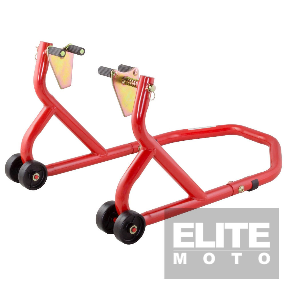 NEW UNIVERSAL MOTORCYCLE SPORTBIKE TRACK DAY GARAGE PIT FRONT PADDOCK STAND RED - Image 4