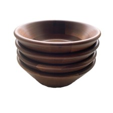 Vintage Real Walnut Salad Snack Bowls Set Of 4 Vermillion Inc. Miss. Mid Century