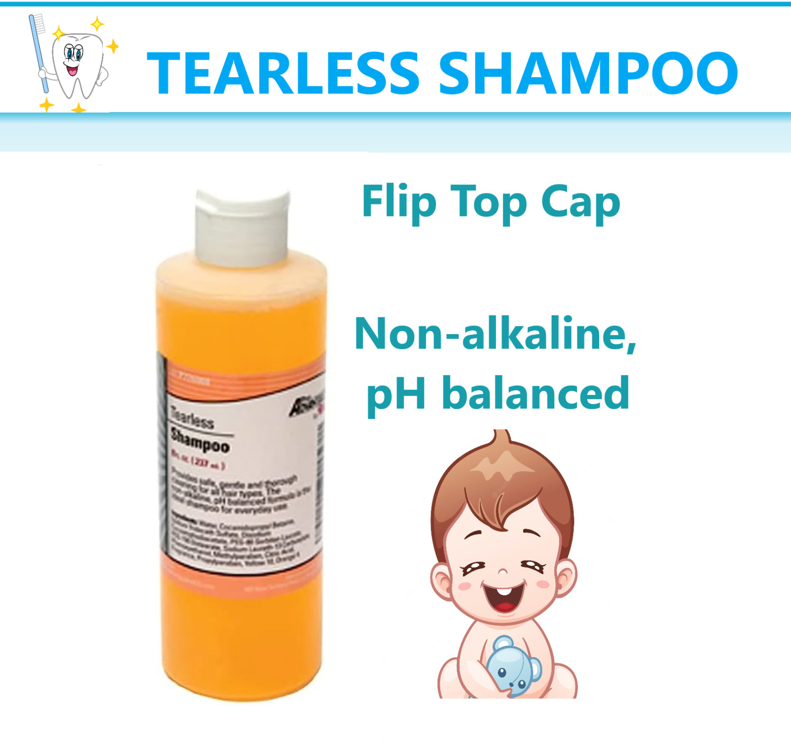 PRO ADVANTAGE TEARLESS SHAMPOO, 8 oz, Flip Top Cap, non-alkaline, Every Day Use