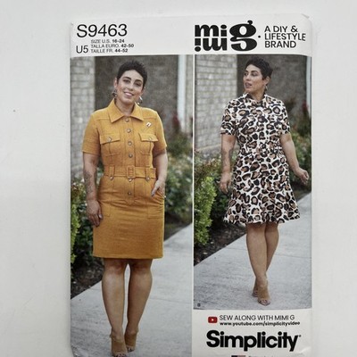 Simplicity 9463 Shirt-Dress & Belt Size 16-24 Flared Or Straight Skirt Mimi G