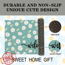 Daisy Doormat Summer Welcome Mat 17x29 Inch Rustic Indoor Outdoor