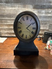 Clock Co. Black Wood Mantel Clock Quartz Battery Roman Numerals Antique Style