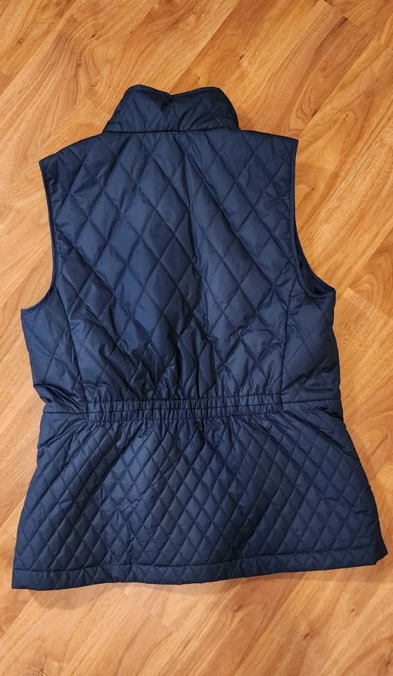 Talbots $119 Azul Marino Acolchado Chaleco de Equitación Cremallera Polar Forrado Bolsillos Ecuestre S Foto 3 de 4
