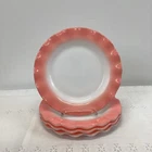Lot Of 4 Vtg Hazel Atlas Glass Pink Ripple 7" Salad Dessert Plates Crinoline