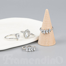 , 20 Pack Wood Cone Ring Display Stand Holder, Natural Unfinished Jewelry Sta...