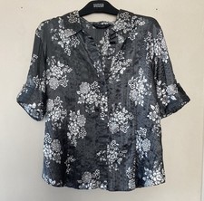 Shiny Grey & White Blouse * Size 16 * Dorothy Perkins * Never Worn