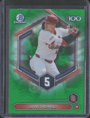 2026 Bowman Chrome JJ Wetherholt Top 100 Prospects Green Refractor /99