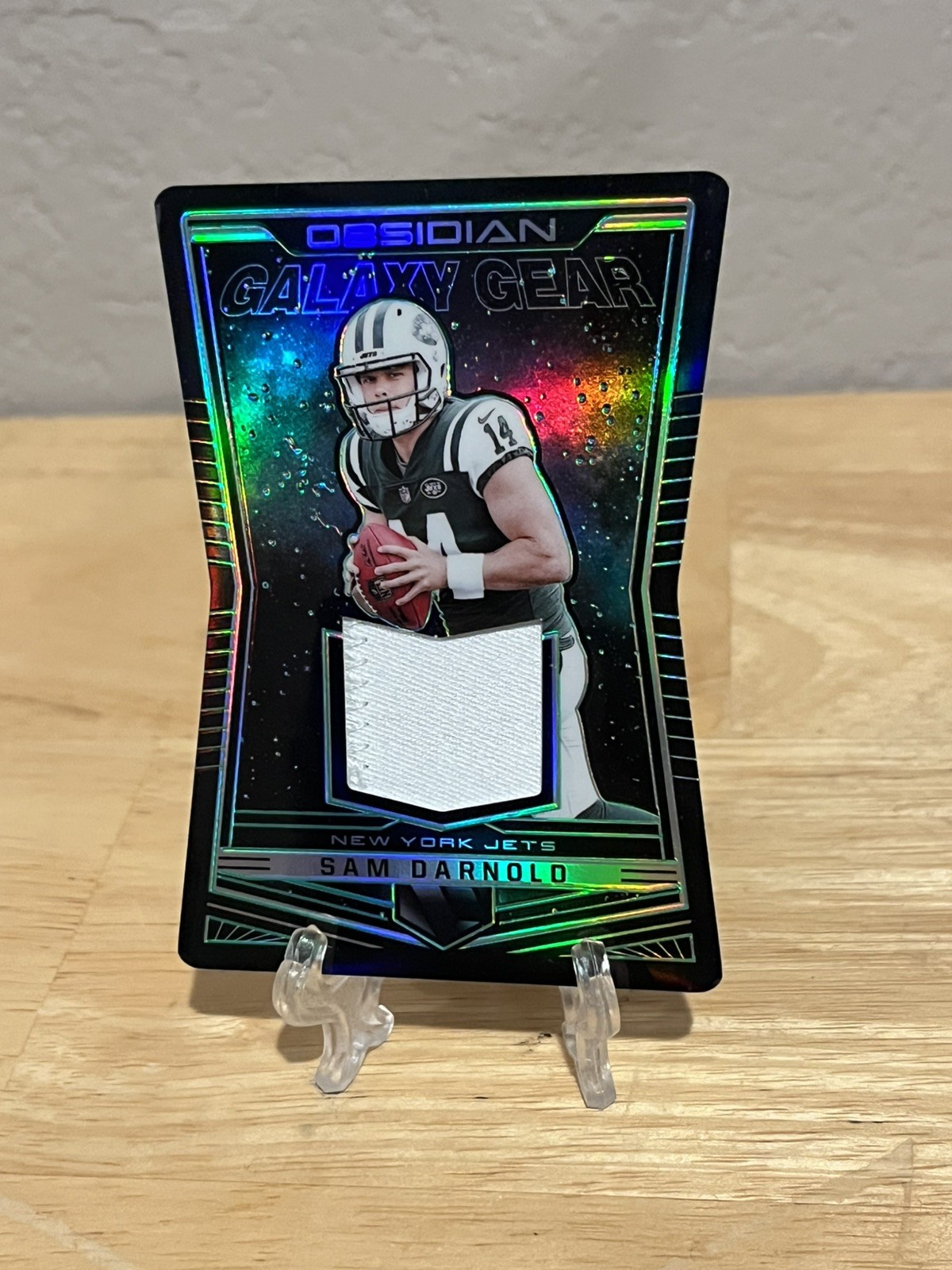 Sam Darnold Panini Obsidian Galaxy Gear Relics #GG30 Electric Etch Green