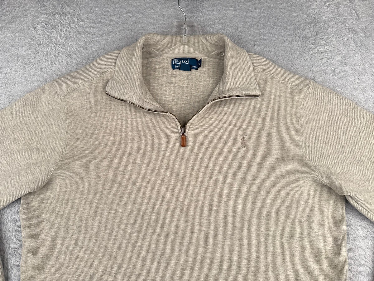 トップス POLO RALPH LAUREN Henry neck border LL VINTAGE Polo Ralph Lauren Sweater Adult Extra Large Gray 1/4 Zip