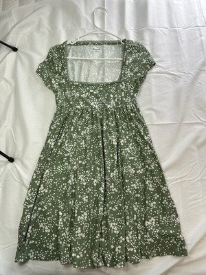 90s Style Babydoll Womens Green Floral Square Neck Cottagecore Dress Size  SMALL | eBay