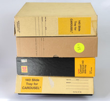 Lot of 4 Kodak Carousel Transvue Slide Trays 140 Capacity w/ Storage Boxes VTG