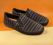 Striped Woven Slip-On Loafer Black Unisex Bernie Mev Comfort Flats All Sizes