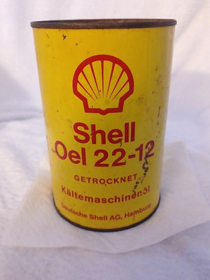 VTG Shell Oil Can Oel 22-12 Deutsche Shell AG Hamburg Germany Kältemaschinenöl