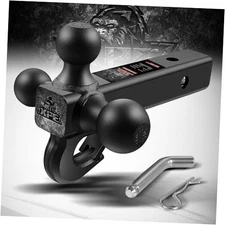 Trailer Hitch Tri Ball Mount with Hook,Fits 2” Hitch Receiver,1-7/8", A-Classic